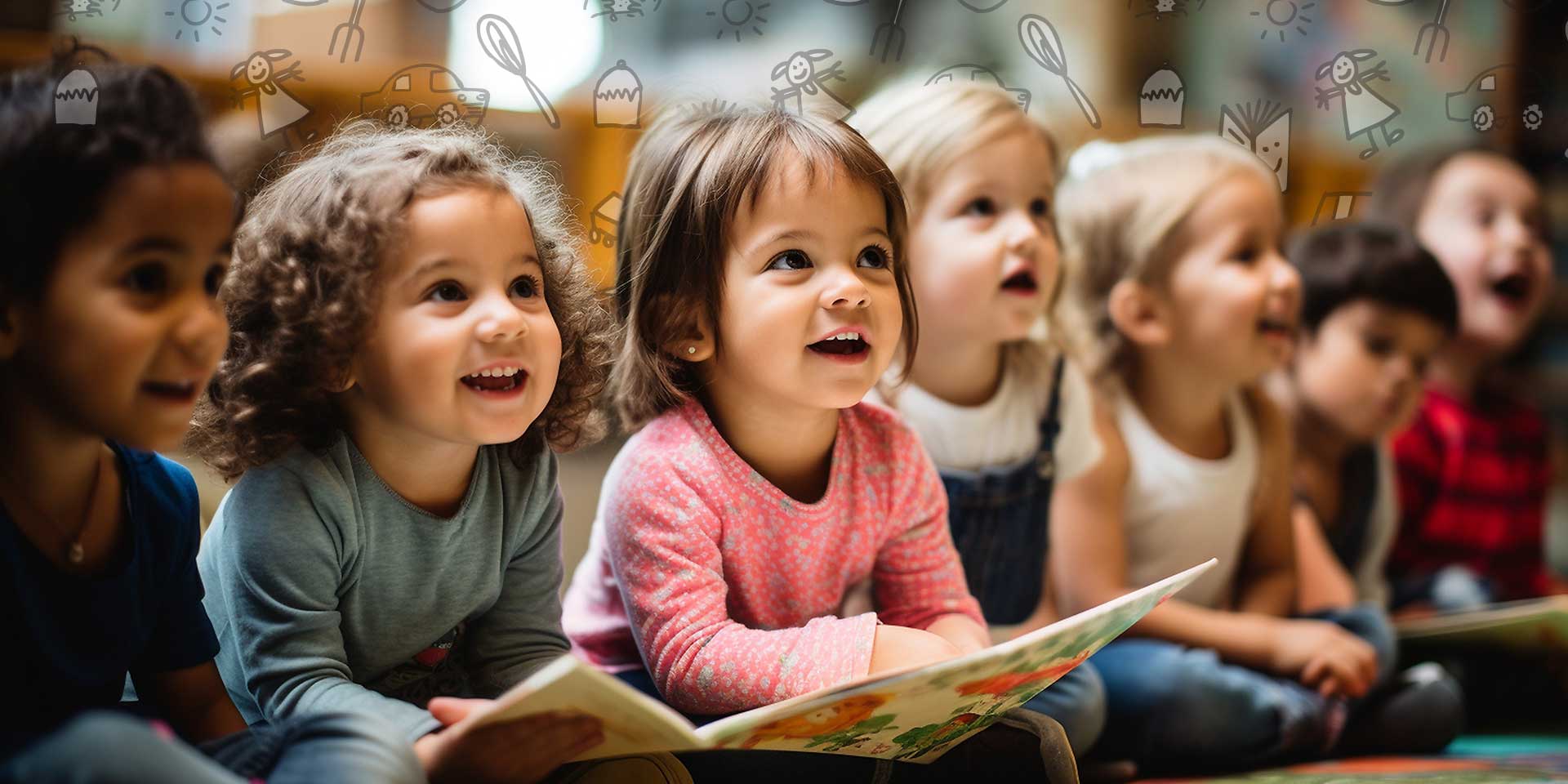 Children group reading